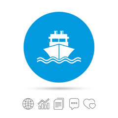 Ship or boat sign icon. Shipping delivery symbol.