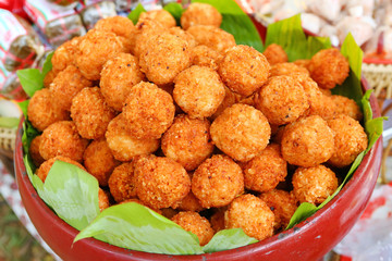 Thai food, Yam Naem ball, Spicy Salad of Curried Rice