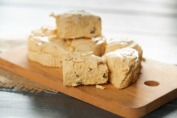 traditional eastern desserts on wooden background