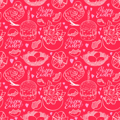 seamless sketch Easter symbols