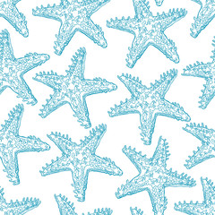 seamless sketch blue starfish