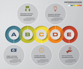 Abstract 5 steps infographis elements.Vector illustration.