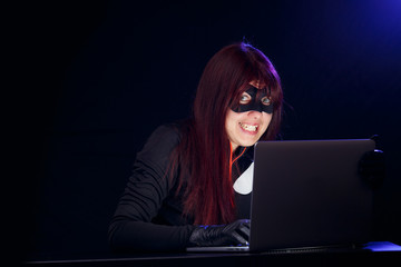 Girl spy in black mask