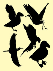 Limpkin birds, stork, heron, puffin, ostrich  silhouette. Good use for symbol, logo, mascot, web icon, sign, or any design you want.