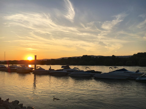 Banks of the river Rhine in Heidesheim, Germany