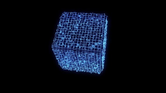 Abstract Shape Element in Wireframe Hologram Style. Nice 3D Rendering
