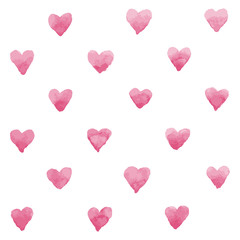 Watercolor pink hearts polka dots seamless pattern © dromp