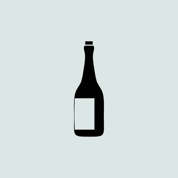 Vector bottle of champagne on a grey background
