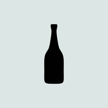 Vector bottle of champagne on a grey background