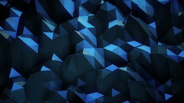 Looping Blue Polygonal reflective surface.Seamless abstract background.Low poly 3d looping plexus BG.