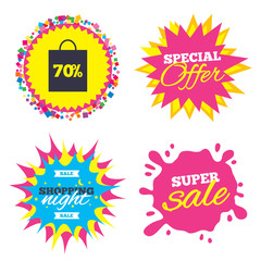 70 percent sale bag tag sign icon.