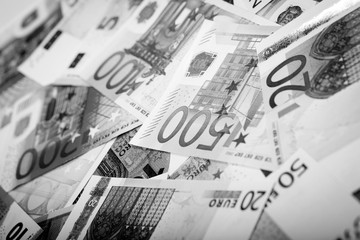 Closeup of Euro Banknotes