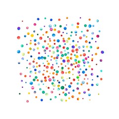 Dense watercolor confetti on white background. Rainbow colored watercolor confetti comet. Colorful hand painted illustration.