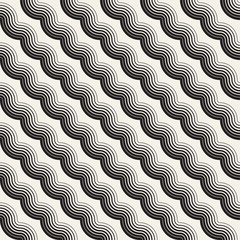 Fototapeta premium Seamless wavy lines pattern. Repeating vector texture. Stylish stripes background. Contemporary graphics with parallel waves.