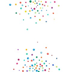 Dense watercolor confetti on white background. Rainbow colored watercolor confetti abstract half circles. Colorful hand painted illustration.