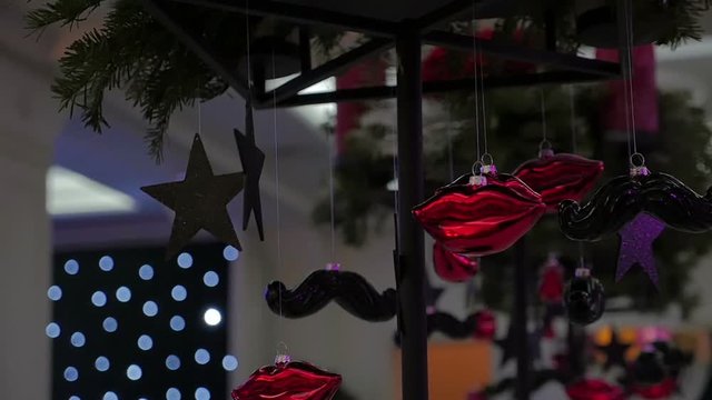 Christmas decoration of the restaurant, Banquet table with decor,  decoration of the banquet hall, video, HD