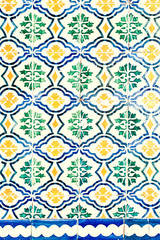 Typical colorful Moroccan ornamental wall background - Lisbon, Portugal December 26, 2016.
