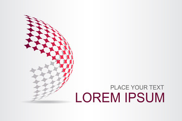 Logo stylized spherical surface with abstract shapes