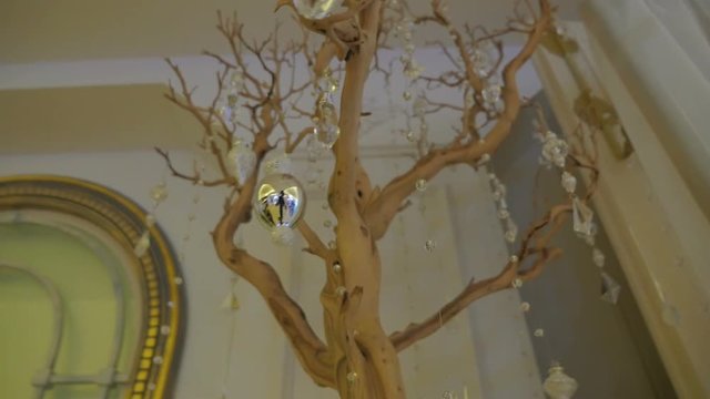 Christmas decoration of the restaurant, decoration of the banquet hall, video, HD
