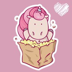 Vector cute unicorn logo. Thin flat line art design for unicorn party poster,stickers, t-shirt design, invitation, greeting card or company logo. children's illustration