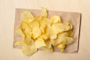 Delicious chipsl on table close-up