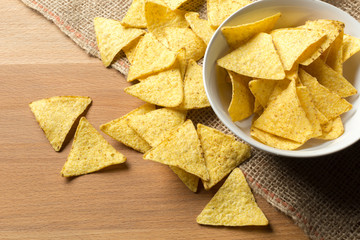Delicious chipsl on table close-up