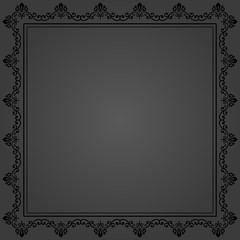 Classic vector square frame with arabesques and orient elements. Abstract ornament with place for text. Vintage pattern
