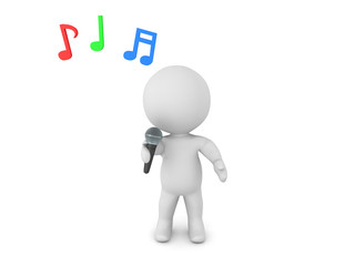 3D Character singing karaoke into a mic