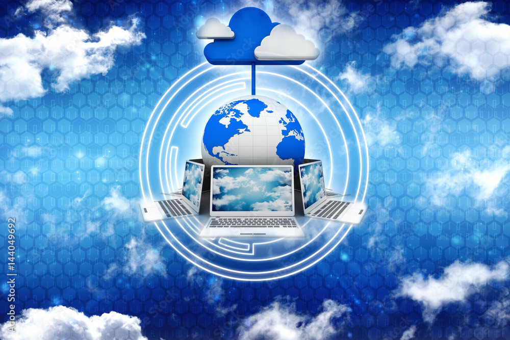 Poster 3d rendering cloud computer network