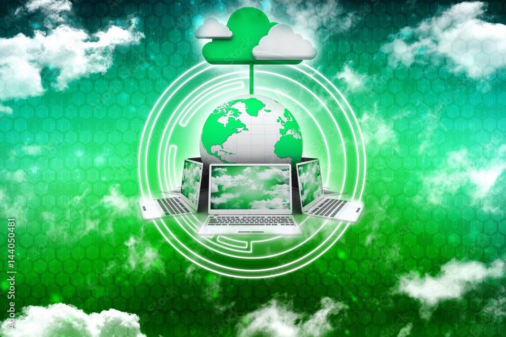 Poster 3d rendering cloud computer network