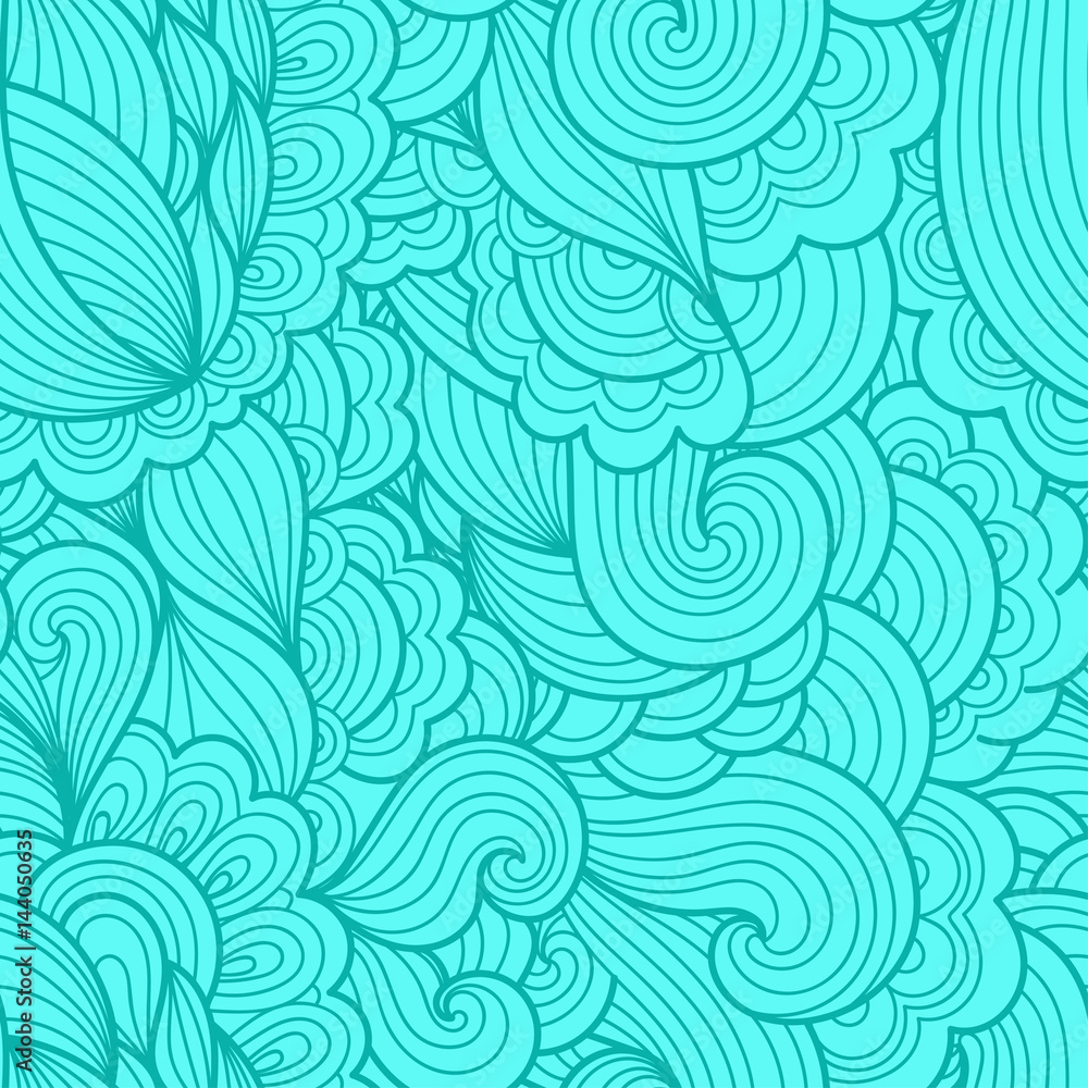 Poster tracery seamless wavy calming pattern. mehndi design. ethnic colorful doodle texture. curved doodlin