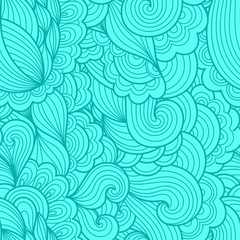 Tracery seamless wavy calming pattern. Mehndi design. Ethnic colorful doodle texture. Curved doodling background. Vector.