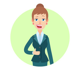 Businesswoman showing thumb up