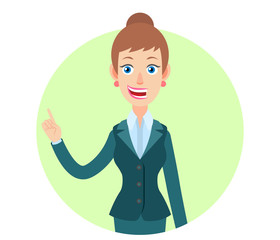 Businesswoman pointing up