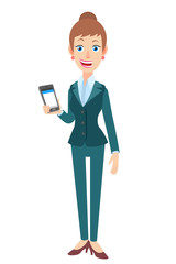 Businesswoman holding mobile phone in hand