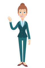 Businesswoman showing a okay hand sign