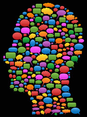 speech bubbles in head profile