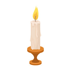 burning candle from paraffin wax. Easter single icon in cartoon style vector symbol stock illustration.