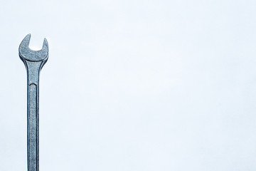 Wrench spanners tools on white background. With space for text