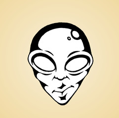 Ink Sketch of an Alien Face with White Fill