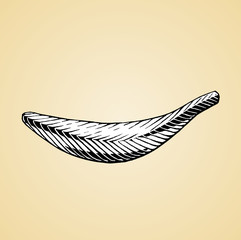 Ink Sketch of a Banana with White Fill