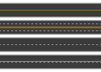 Road, street with asphalt. Highway. Way for transport. Isolated.Speedway.Vector illustration.
