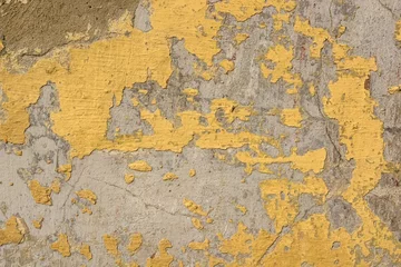Papier Peint photo Lavable Vieux mur texturé sale Peinture fissurée brune sur une surface en béton gris