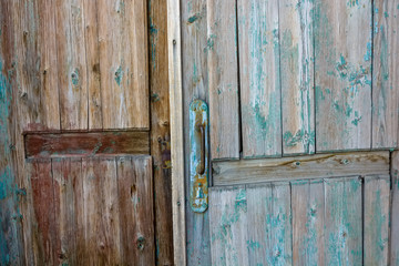 Fototapeta na wymiar Close up of old metal door handle