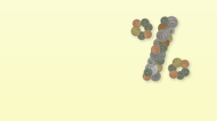 PERCENT SYMBOL – Coins on yellow background