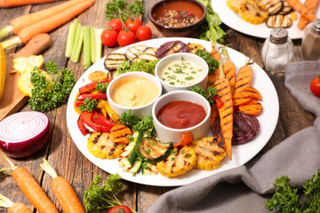 grilled vegetable and dips