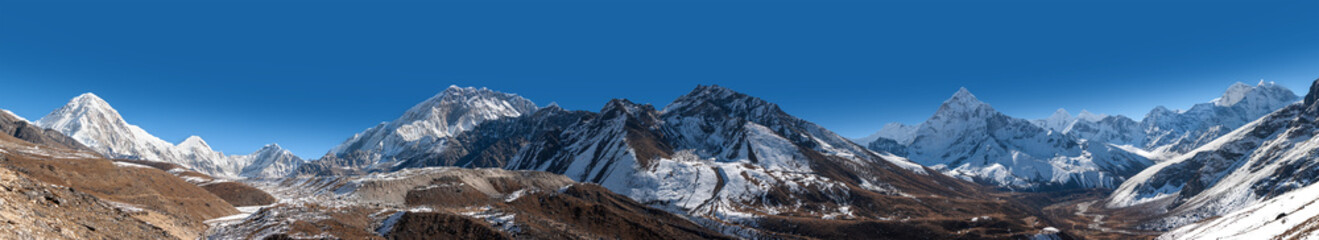 Panorama of the Khumbu valley in Nepal