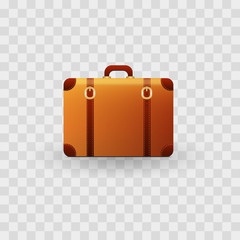 Realistic Travel Suitcases isolated on transparent checkered, vector illustration.