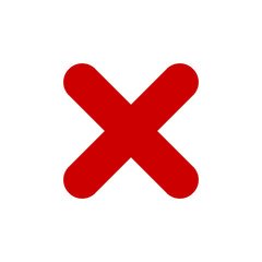 Fototapeta premium Red X mark icon. Cross symbol isolated on white background. Vector illustration