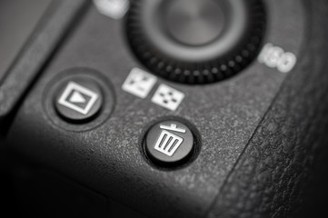 Fototapeta premium Detailed photo of black camera body with buttons